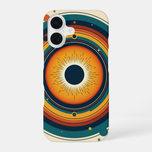 Retro Sonnenfinsternis iPhone 16 Hülle (Rückseite)