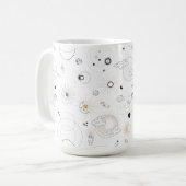 Retro-Sonnengalaxien umkreisen Handstars Kaffeetasse (Vorderseite Links)