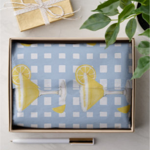 Retro Sonnengelb Lemon Drop Blau Kariert Seidenpapier