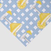 Retro Sonnengelb Lemon Drop Blau Kariert Seidenpapier (Detail)