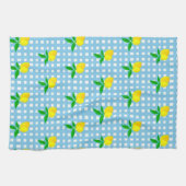Retro Sonnengelb Zitrone Blau Weiß Karo Geschirrtuch (Horizontal)
