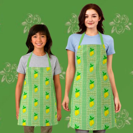 Retro Sonnengelbes Zitronengrün Gingham Karo Schürze