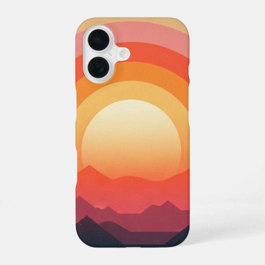 Retro Sonnenhorizont iPhone 16 Hülle (Rückseite)