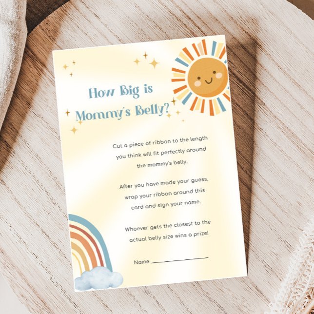 Retro-Sonnenlicht-Baby-Party Wie groß ist das Spie (Retro Here Comes The Son Sunshine Baby Shower Game)