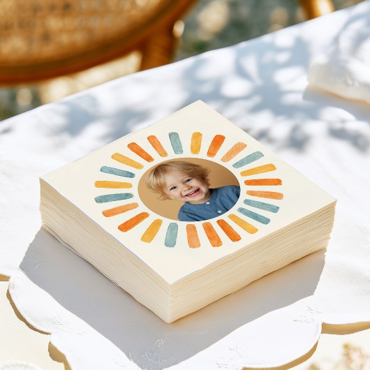 Retro-Sonnenlicht-Foto-Geburtstag Serviette