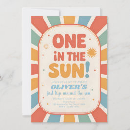 Retro-Sonnenlicht zum ersten Geburtstag Einladung