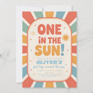 Retro-Sonnenlicht zum ersten Geburtstag Einladung
