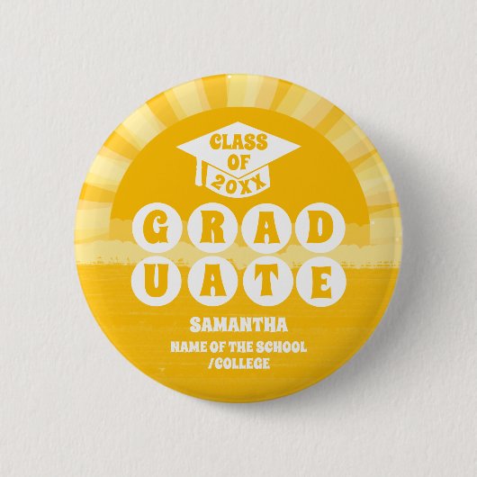 Retro-Sonnenschein-Abschlussfeier Button (Vorderseite)