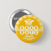 Retro-Sonnenschein-Abschlussfeier Button (Vorne & Hinten)