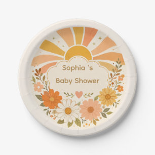 Retro-Sonnenschein-Baby-Shower-Teller Vintage So Pappteller