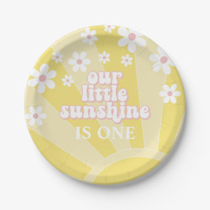 Retro-Sonnenschein-Daisy-Boho-Geburtstag Pappteller