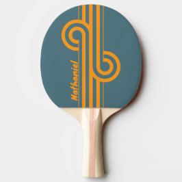 Retro-Sonnenschein-Doppelstreifen-Schleife mit Nam Tischtennis Schläger
