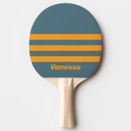 Retro-Sonnenschein Dreifach-Querstreifen mit Namen Tischtennis Schläger