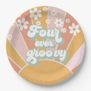 Retro-Sonnenschein für immer groovy Gänseblümchen Pappteller