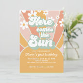 Retro Sonnenschein Geburtstag Einladung (Stehend Vorderseite)