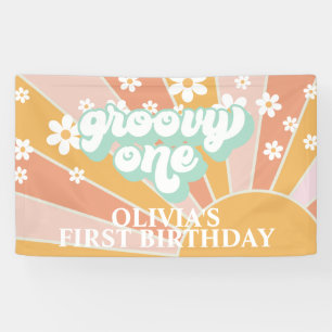 Retro Sonnenschein Groovy One Gänseblümchen Geburt Banner