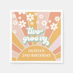 Retro-Sonnenschein zwei groovy Daisy-Geburtstag Serviette