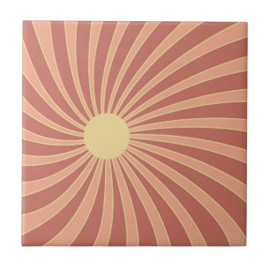 Retro-Sonnenstrahl-Design in Rosa und Orange Fliese