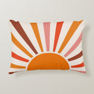 Retro Sonnenstrahlen Burst Sonnenuntergang Orange  Dekokissen