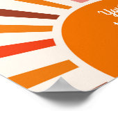 Retro-Sonnenstrahlen-Burst-Sonnenuntergang Orange Poster (Ecke)