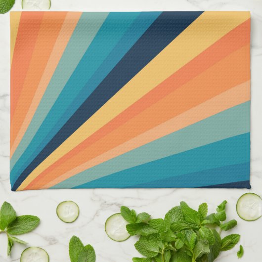 Retro-Sonnenstrahlen Geschirrtuch (Gefaltet)