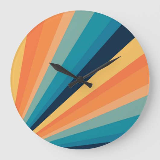 Retro-Sonnenstrahlen Große Wanduhr (Vorderseite)