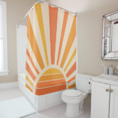 Retro-Sonnenstrahlen im gelben orangen Duschvorhan Duschvorhang (Beispiel)