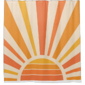 Retro-Sonnenstrahlen im gelben orangen Duschvorhan Duschvorhang (Vorderseite)
