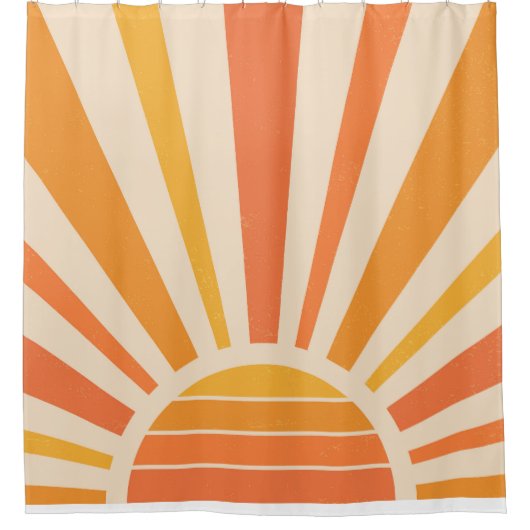 Retro-Sonnenstrahlen im gelben orangen Duschvorhan Duschvorhang (Vorderseite)