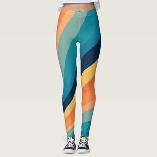 Retro-Sonnenstrahlen Leggings (Vorderseite)