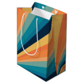 Retro-Sonnenstrahlen Mittlere Geschenktüte (Rückseite Schrägansicht)