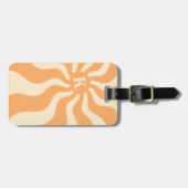 Retro-Sonnenstrahlen Monogramm anfänglicher Groovy Gepäckanhänger (Vorderseite horizontal)