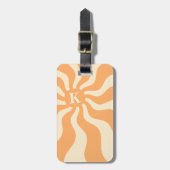 Retro-Sonnenstrahlen Monogramm anfänglicher Groovy Gepäckanhänger (Vorderseite vertikal)