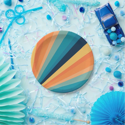 Retro-Sonnenstrahlen Pappteller (Party)