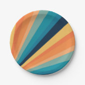 Retro-Sonnenstrahlen Pappteller (Vorderseite)