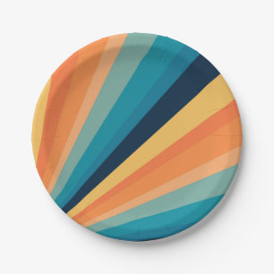 Retro-Sonnenstrahlen Pappteller