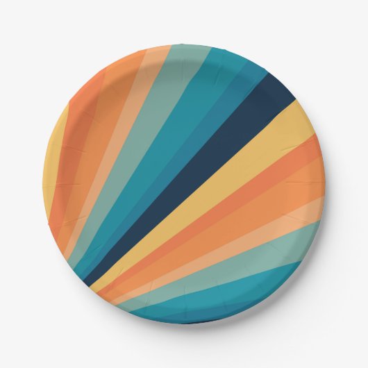 Retro-Sonnenstrahlen Pappteller (Vorderseite)