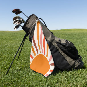 Retro-Sonnenstrahlen platzen Sonnenuntergang Orang Golfhandtuch