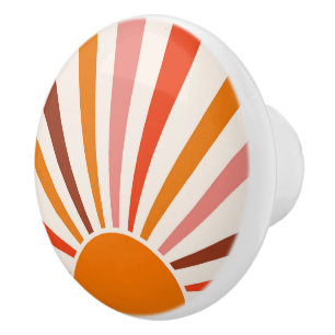 Retro-Sonnenstrahlen platzen Sonnenuntergang Orang Keramikknauf