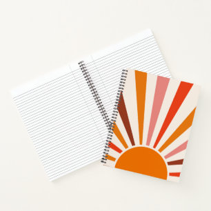 Retro-Sonnenstrahlen platzen Sonnenuntergang Orang Notizblock