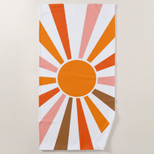 Retro-Sonnenstrahlen platzen Sonnenuntergang Orang Strandtuch