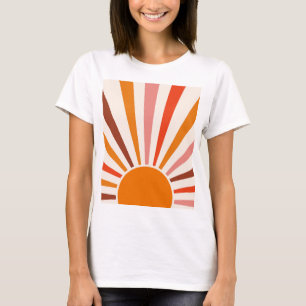 Retro-Sonnenstrahlen platzen Sonnenuntergang Orang T-Shirt
