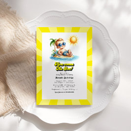 Retro Sonnenstrand "Hier kommt der Sohn" Babydusch Einladung
