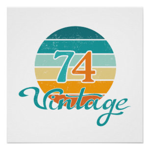 Retro-Sonnenuntergang 74 Vintage-Distressed Poster
