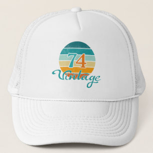 Retro-Sonnenuntergang 74 Vintage-Distressed Truckerkappe