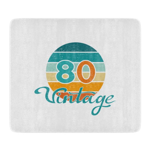 Retro-Sonnenuntergang 80 Vintage abgenutzt Schneidebrett (Vorderseite)