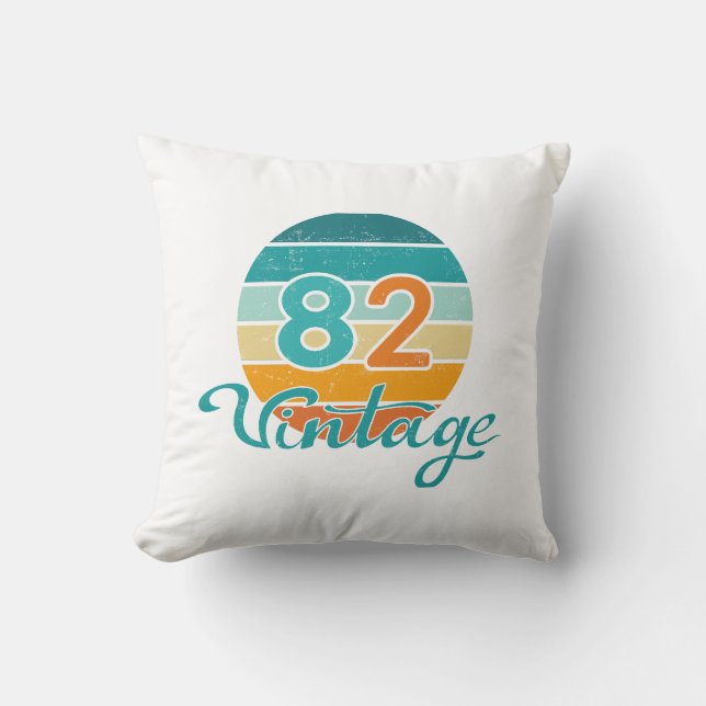 Retro Sonnenuntergang 82 Vintage abgenutzt Kissen (Vorderseite)