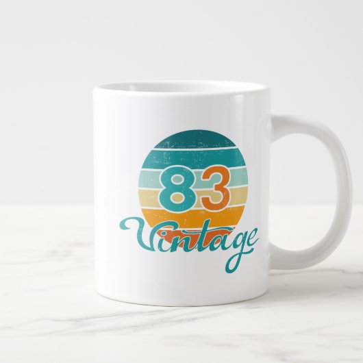 Retro Sonnenuntergang 83 Vintage abgenutzt Jumbo-Tasse (Rechts)