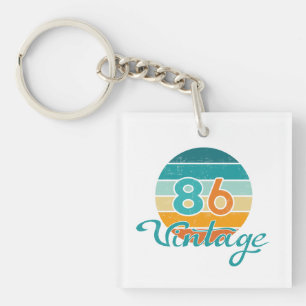 Retro-Sonnenuntergang 86 Vintage abgenutzt Schlüsselanhänger