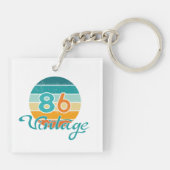 Retro-Sonnenuntergang 86 Vintage abgenutzt Schlüsselanhänger (Rückseite)